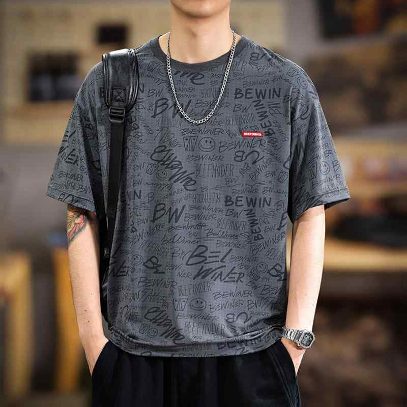 メンズ 全面 プリント 半袖 Tシャツ ゆったり フィット 大きいサイズ ストレッチ 冷感 速乾 Tシャツ