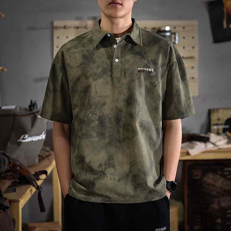 夏 ぴったり 通気性 冷感 素材 メンズ 半袖 ポロシャツ アメリカン スタイル 襟 カジュアル 半袖 Tシャツ