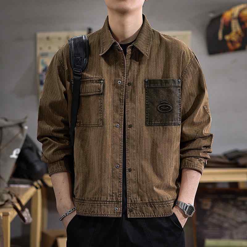 秋 色つや立ちはだかる 衣嚢 細工物 御召しもの 上衣 メンズ アメリカン 表現スタイル ゆったり 相応う 心地好い ウォッシュ 厚地の外套