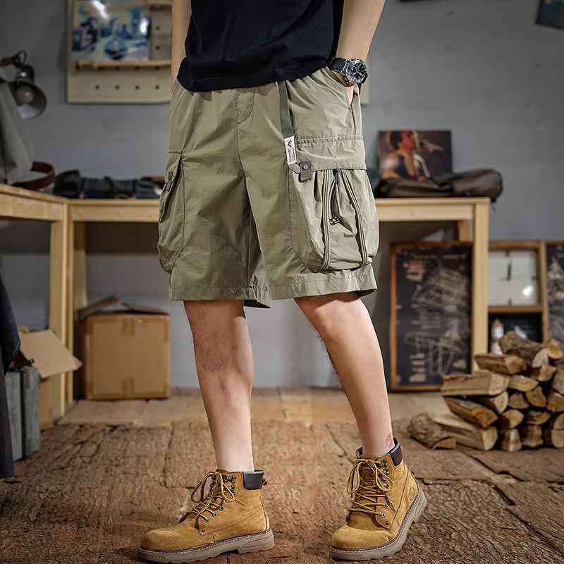 薄手 速乾 パンツ メンズ アメリカン スタイル ゆったり フィット 大きいポケット スポーティ カジュアル カーゴ パンツ