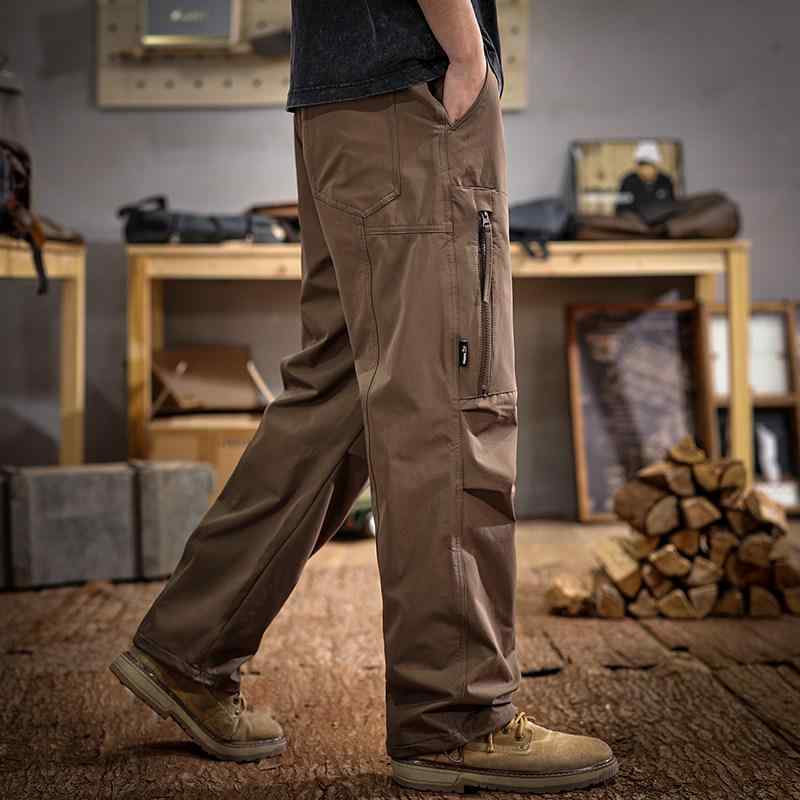 アメリカン クール メンズ アウトドア カーゴ パンツ ゆったり ストレート レッグ ワイドレッグ パンツ 秋 ぴったり カジュアル パンツ