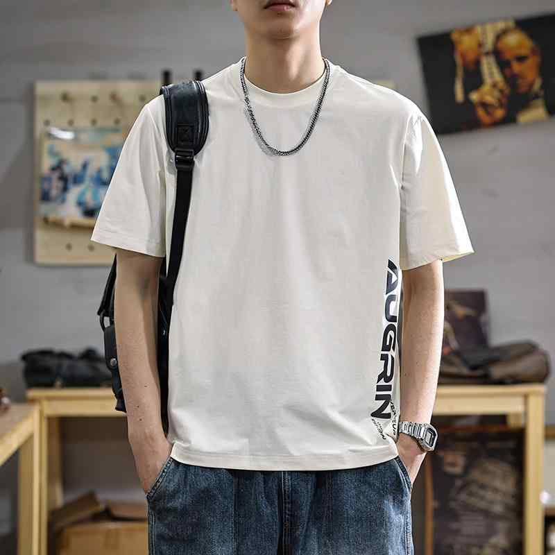 薄手 速乾 クール 半袖 Tシャツ メンズ レター プリント クルーネック ゆったり フィット