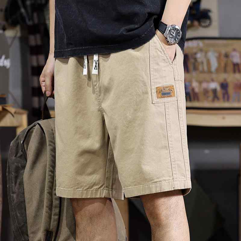アメリカン 機能的 メンズ カーゴ パンツ ゆったり フィット カジュアル ハーフ パンツ 夏 スタイル 綿 素材 薄手 ミドル丈 パンツ