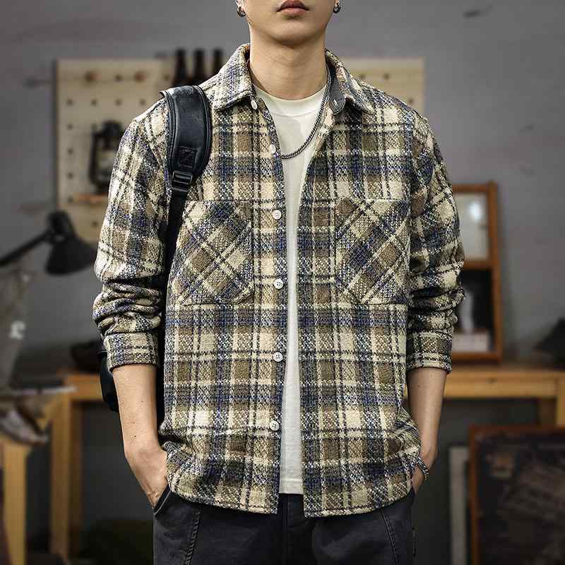 読み合わせる柄 襟付き添い人 メンズ プルオーバー 秋 表現スタイル アメリカン レトロ 心地よい 上衣