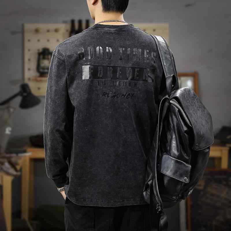 秋 レトロ スノーフレーク ウォッシュ産業 長袖 プルオーバー メンズ ゆったり 気が大きい大きさ 綿 刷り上げる 薄っぺら 汗水 プルオーバー