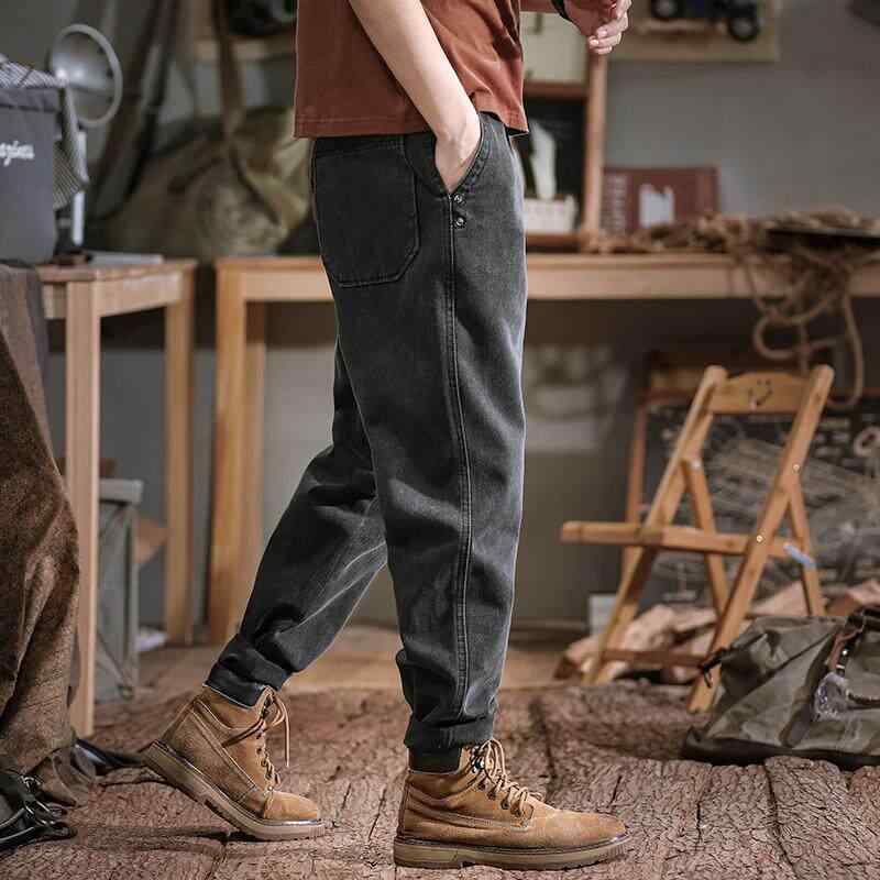 春 ブラック メンズ ジーンズ アメリカン レトロ 快適 ストレート レッグ カジュアル パンツ