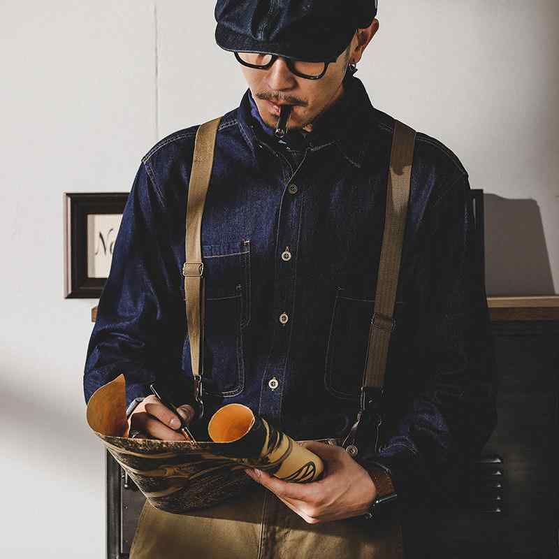 アメリカン ウォッシュ レトロ ジーンズ プルオーバー メンズ 秋 細工物 お召しもの 上衣 メンズ 春 秋 プルオーバー