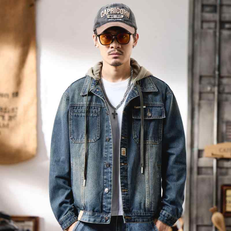 メンズ 春 秋 コーデデニム ジャケット シック フード付き スタイル 取外し可能 フード
