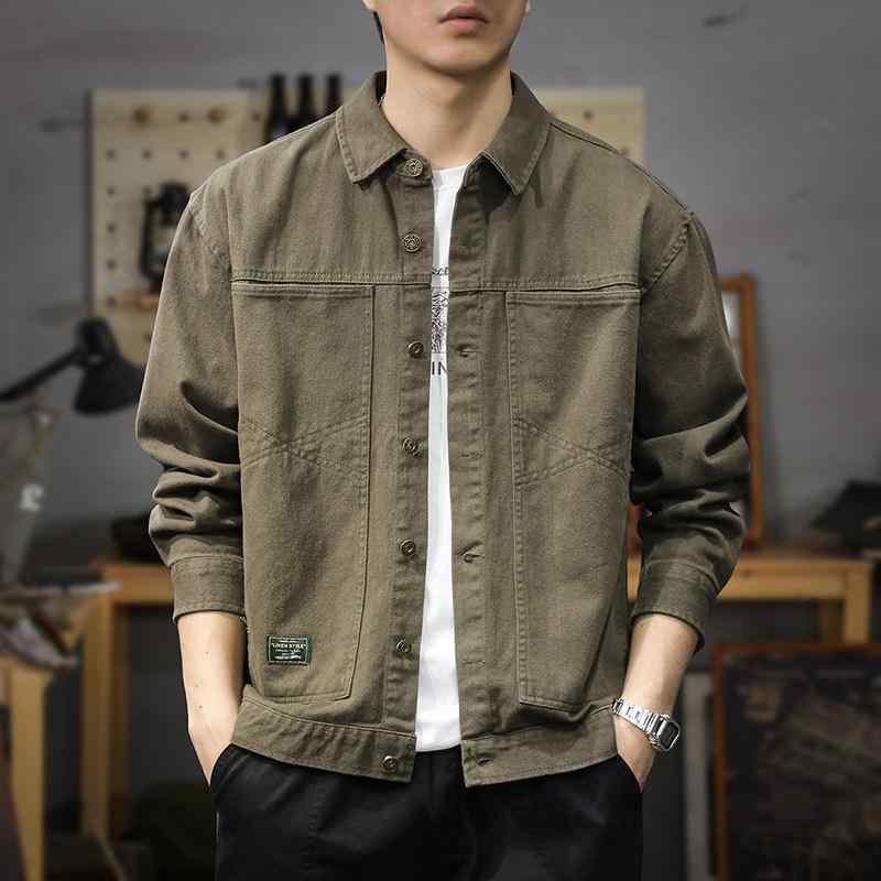 アメリカン レトロ コットン ワーク ジャケット 秋 ゆったり カジュアル メンズ 長袖 シャツ