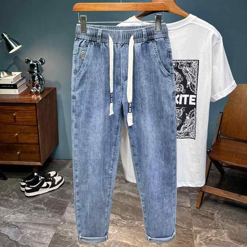 メンズ 春　秋 スタイル ストレッチ ウエスト ストレッチ ジーンズ ゆったり ストレート レッグ スリム ロング パンツ