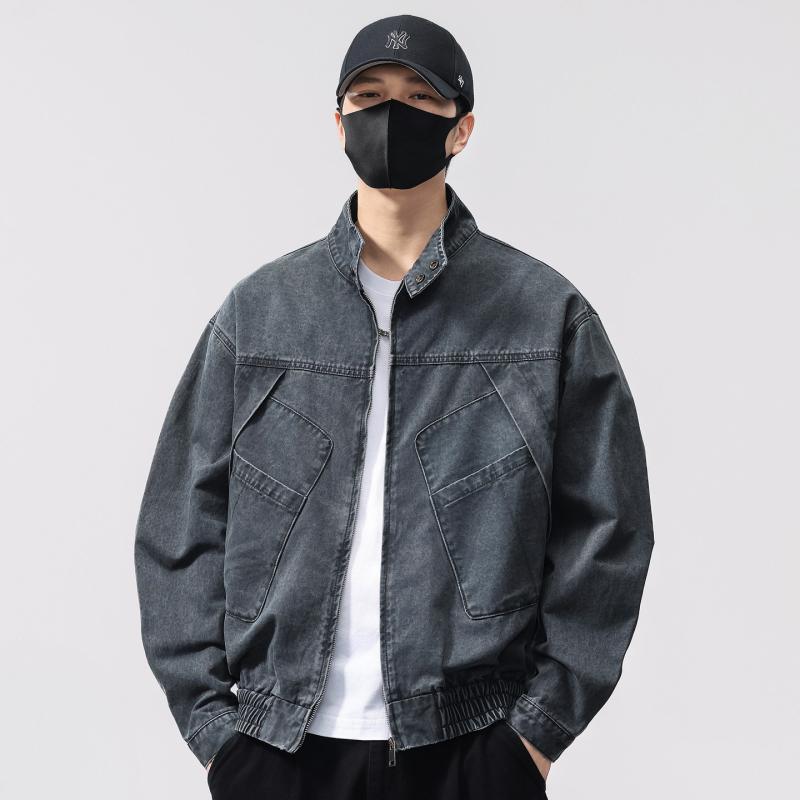 メンズ 春 秋 冷やりとした 格好のいい 細工物 御召しもの ジーンズ 上衣 綿 照明ランプ色合い ファスナー表現スタイル 春 表現スタイル ゆったり 相応う