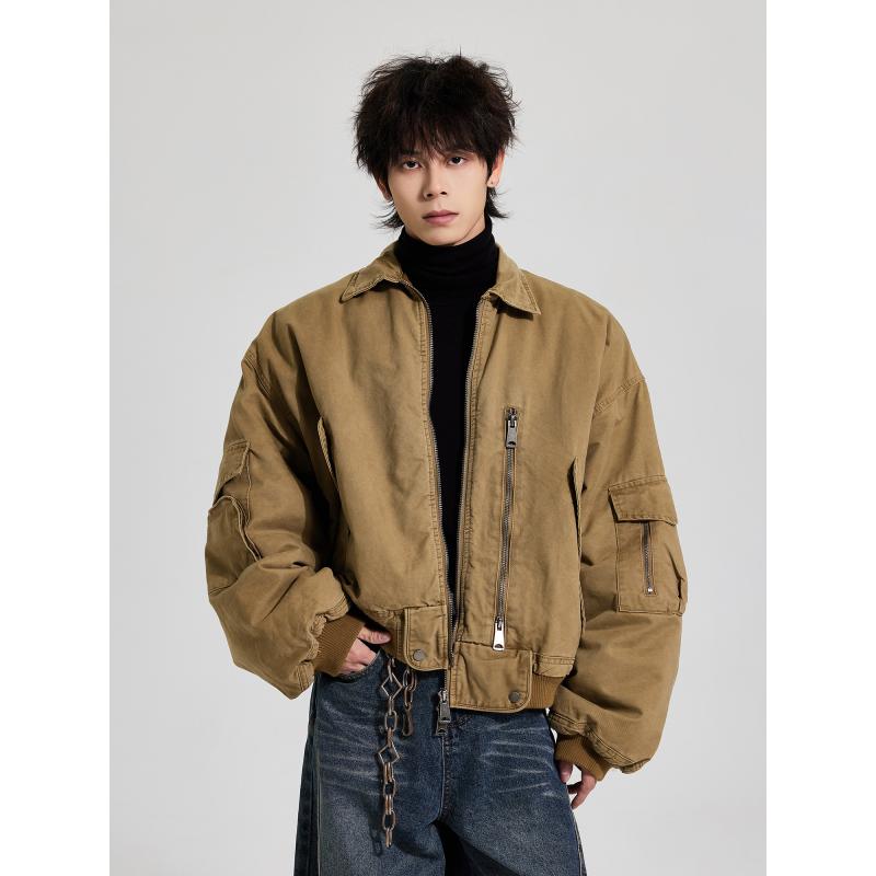 メンズ ファッション 服 男性用 オシャレ シンプル 大人 かっこいい ストリート 紳士服 ヘビーボンバー コットン ジャケット コート ワイド