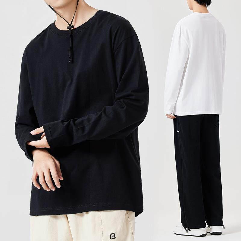 メンズ ファッション 服 男性用 オシャレ シンプル 大人 かっこいい ストリート 紳士服 無地 綿 長袖 Tシャツ 丸首 プルオーバー