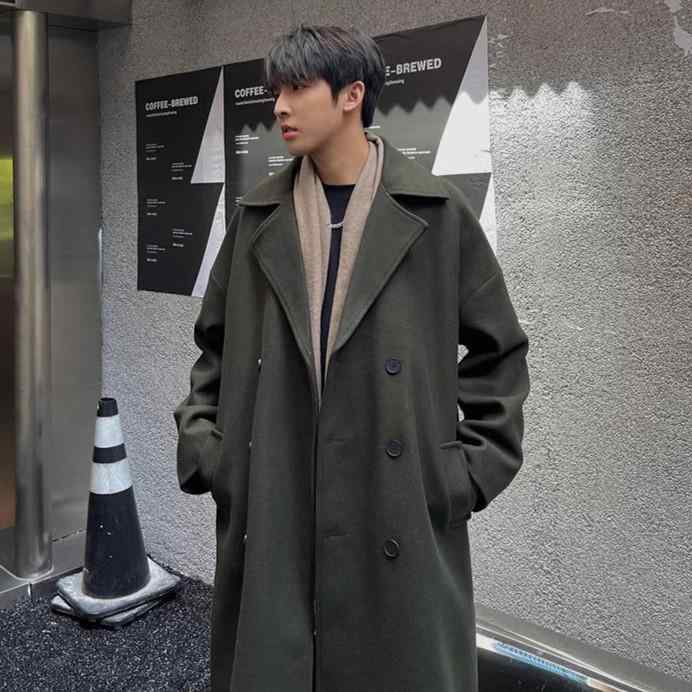メンズ 流行り物 服 成人男性用 オシャレ 分かりやすい 成年者 かっこいい 表どおり 成人男性服  羊毛 厚地の外套 ミッドレングス 背広 色つや ダブル前胸部 羊毛 上衣 上衣