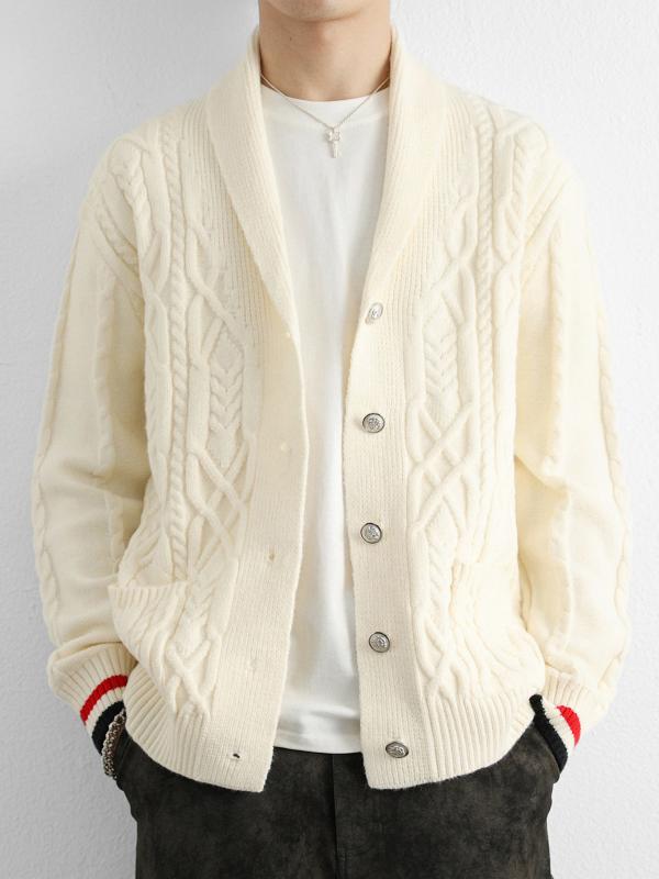 メンズ ファッション 服 男性用 オシャレ シンプル 大人 かっこいい ストリート 紳士服 ケーブルニット カーディガン ジャケット シンプル ケーブルニット カラーセーター ジャケット