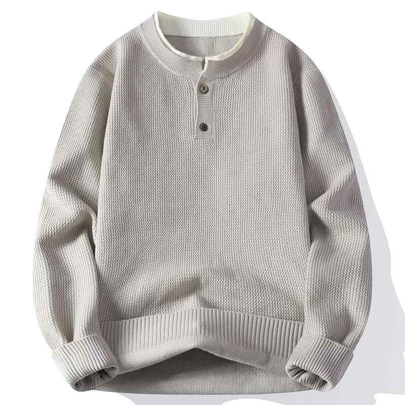 メンズ ファッション 服 男性用 オシャレ シンプル 大人 かっこいい ストリート 紳士服 ツーピース ヘンリー カラー セーター シンプル 快適 ベース ニット ウェア