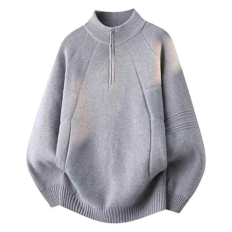 メンズ ファッション 服 男性用 オシャレ シンプル 大人 かっこいい ストリート 紳士服 モック タートルネック ジップアップ セーター ゆったり シンプル プルオーバー スタンドカラー ニットセーター