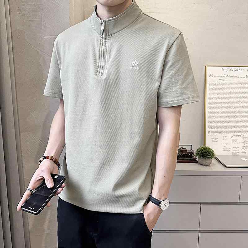 メンズ ファッション 服 男性用 オシャレ シンプル 大人 かっこいい ストリート 紳士服 ハーフジップ 半袖 Tシャツ シンプル 快適 カジュアル スタンドカラー