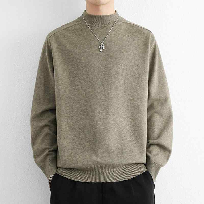 メンズ 流行り物 服 成人男性用 オシャレ 分かりやすい 成年者 かっこいい 表どおり 成人男性服  タートルネック プルオーバー 無地 分かりやすい インナーニットセーター メンズファッション-トップス