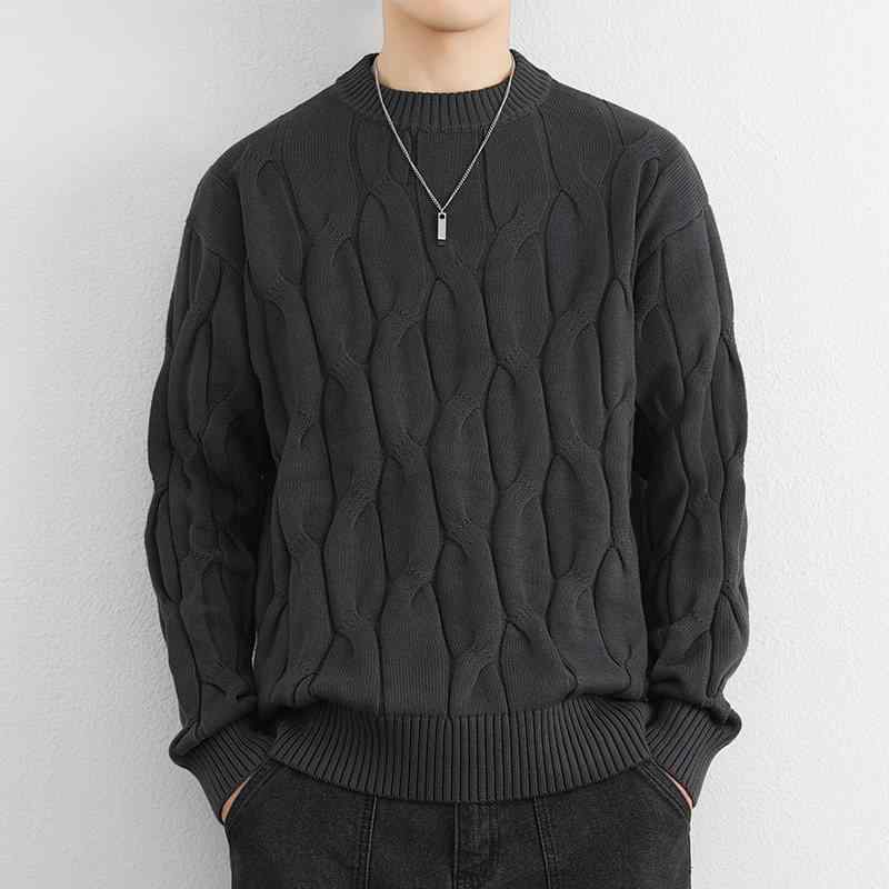 メンズ ファッション 服 男性用 オシャレ シンプル 大人 かっこいい ストリート 紳士服 レトロ ケーブルニット セーター ゆったり 無地 シンプル ベース ニットウェア