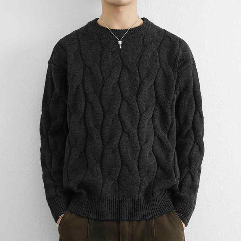 メンズ 流行り物 服 成人男性用 オシャレ 分かりやすい 成年者 かっこいい 表どおり 成人男性服  有線テレビ編み物 スウェーター ゆったり 分かりやすい 伸び伸びする ラウンドのど首 編み物スウェーター