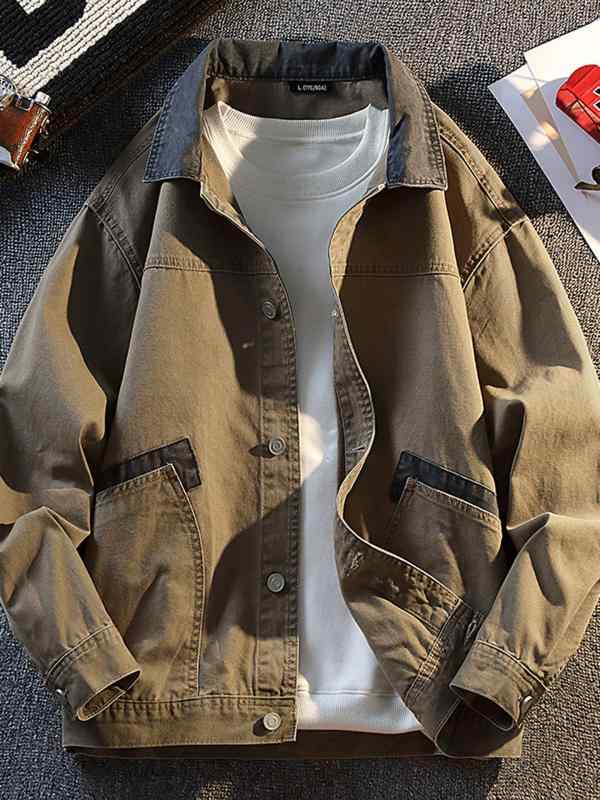 メンズ ファッション 服 男性用 オシャレ シンプル 大人 かっこいい ストリート 紳士服 デニム ジャケット アメリカン レトロ カラーブロック 綿 ワーク