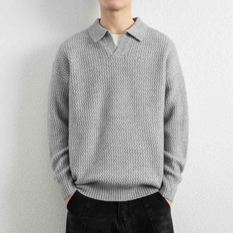 メンズ ファッション 服 男性用 オシャレ シンプル 大人 かっこいい ストリート 紳士服 花 無地 ポロ カラー ニット セーター ゆったり