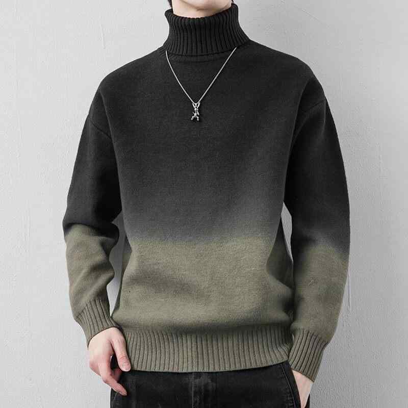 メンズ 流行り物 服 成人男性用 オシャレ 分かりやすい 成年者 かっこいい 表どおり 成人男性服 タートルネック プルオーバー フリース 編み物 御召しもの ゆったり 伸び伸びするグラデーション ベースレイヤー プルオーバー