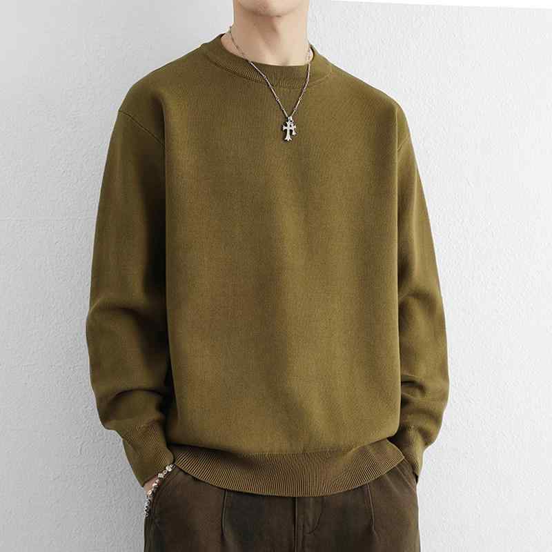 メンズ ファッション 服 男性用 オシャレ シンプル 大人 かっこいい ストリート 紳士服 セーター ゆったり フィット 無地 シンプル カジュアル リラックス コットン ニットセーター