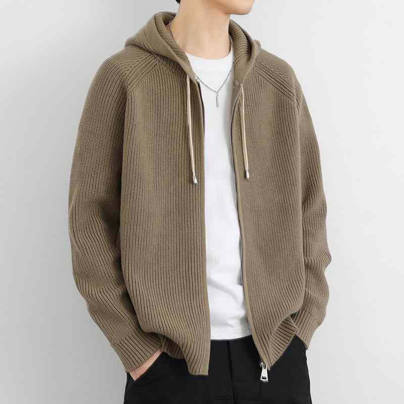 メンズ ファッション 服 男性用 オシャレ シンプル 大人 かっこいい ストリート 紳士服 ニット カーディガン ジャケット シンプル ゆったり カジュアル リラックス フード付き セーター ジャケット