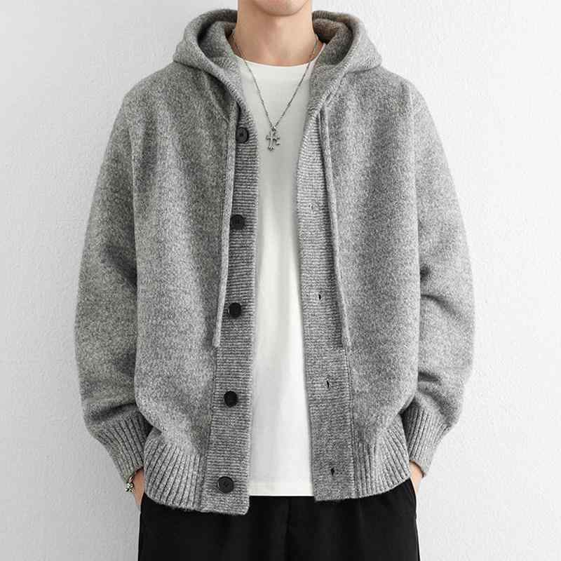 メンズ ファッション 服 男性用 オシャレ シンプル 大人 かっこいい ストリート 紳士服 フード付き ニット カーディガン ジャケット リラックスフィット カジュアル セーター ジャケット 7,170円