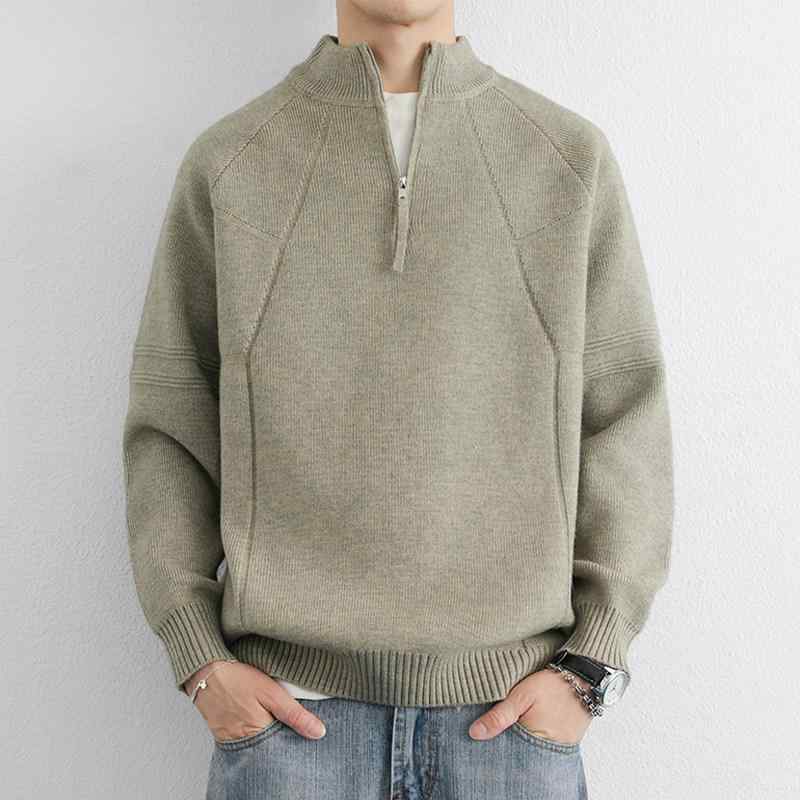 メンズ ファッション 服 男性用 オシャレ シンプル 大人 かっこいい ストリート 紳士服 タートルネック ジップアップ セーター フィット 無地 プルオーバー スタンドカラー ニットウェア