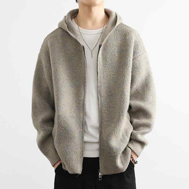 メンズ 流行り物 服 成人男性用 オシャレ 分かりやすい 成年者 かっこいい 表どおり 成人男性服  編み物 ジレー シンプルジッパー ジレースウェーター 心地好い ボンネット付き添い人 上衣