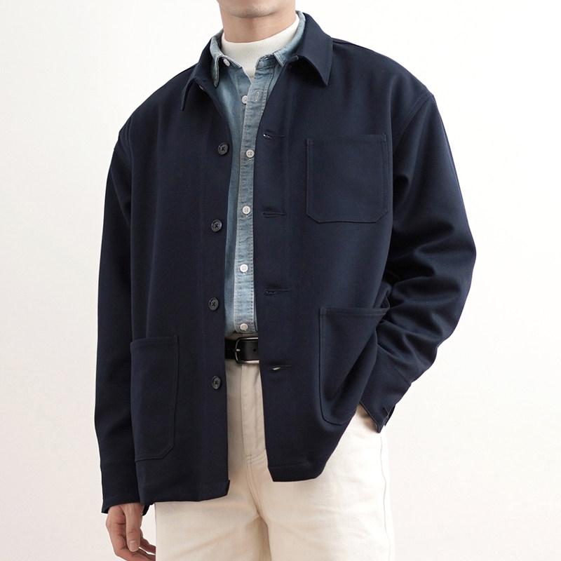 メンズ 流行り物 服 成人男性用   分かりやすい かっこいい 成年者 春コーデ  まっ黒い 青味 細工物 御召しもの 上衣 ゆったり 心地よい アウター