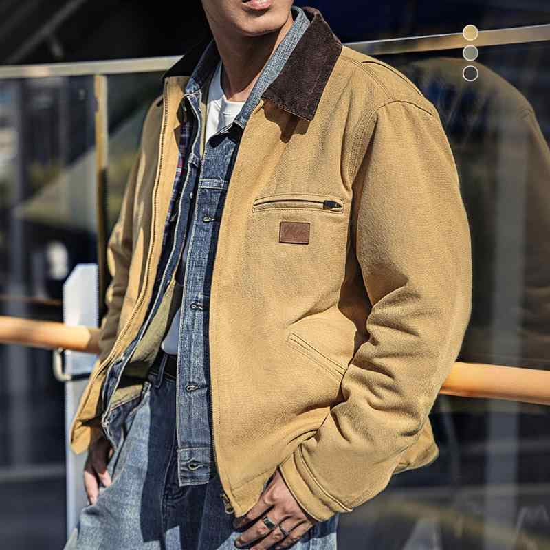 メンズ ファッション 服 男性用 シンプル かっこいい 大人 ストリート カジュアル ビジネス 通勤 アメリカン レトロ デトロイト ジャケット キャンバス ワークウェア