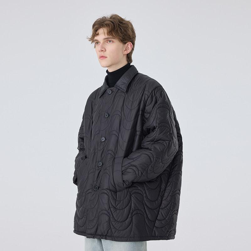 メンズ ファッション 服 男性用 シンプル かっこいい 大人 ストリート カジュアル ビジネス 通勤 コットン パッド コート トレンチコート カジュアル レトロ オーバー|リコット