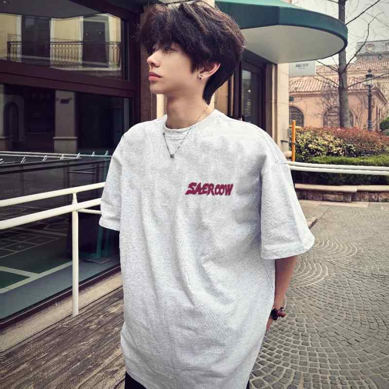 メンズ ファッション 服 男性用 シンプル かっこいい 大人 ストリート カジュアル ビジネス 通勤 コットン 素材 アメリカン シンプル Tシャツ レター プリント 半袖
