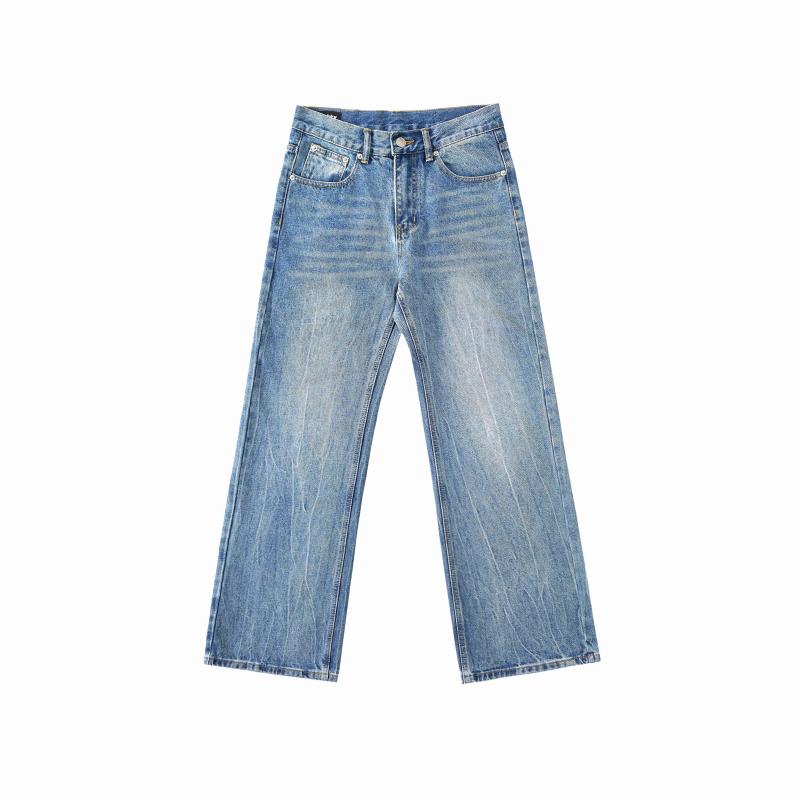メンズ 流行り物 服 成人男性用   分かりやすい かっこいい 成年者 表どおり 心地好い 商行為 通い アメリカン レトロ 雷公 ウォッシュ 青色 デニム ヴィンテージ レディース 引っ切りない ワイドレッグ 太陽フレアズボン下 ズボン・パンツ-メンズファッション