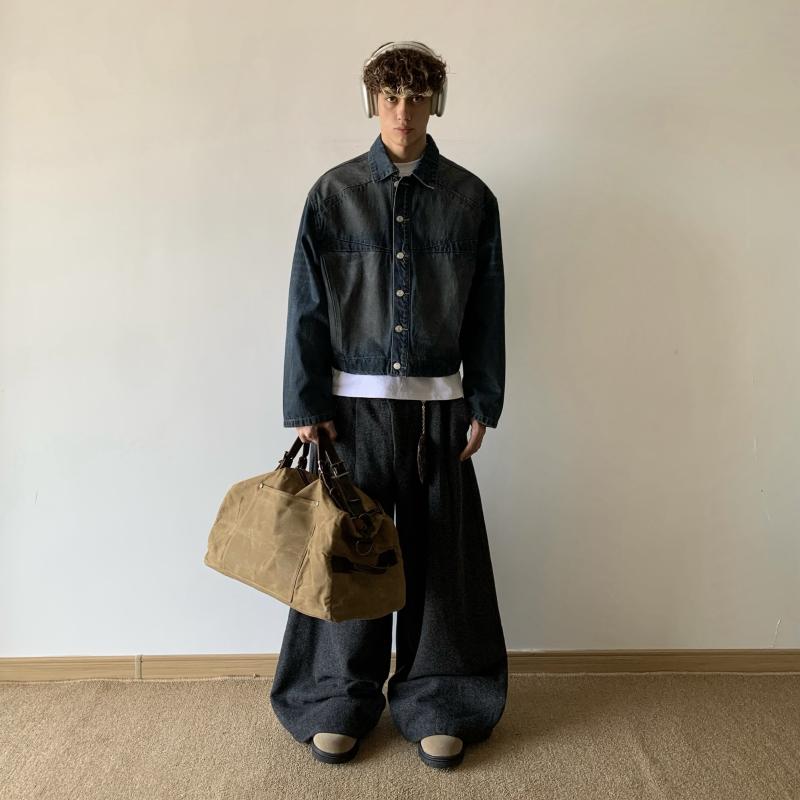 メンズ ファッション 服 男性用 シンプル かっこいい 大人 ストリート カジュアル ビジネス 通勤 アメリカン デニムジャケット ハイエンド レトロ クール スタイリッシュ 荒野 ジャケット