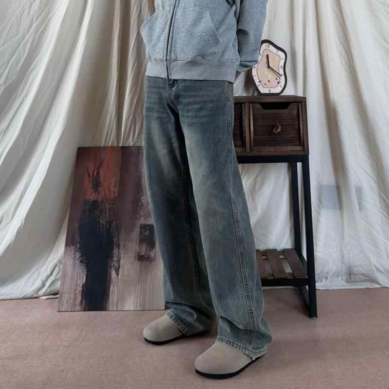 メンズ ファッション 服 男性用 シンプル かっこいい 大人 ストリート カジュアル ビジネス 通勤 アメリカン クリーン フィット レトロ リラックス ストレート レッグ ジーンズ