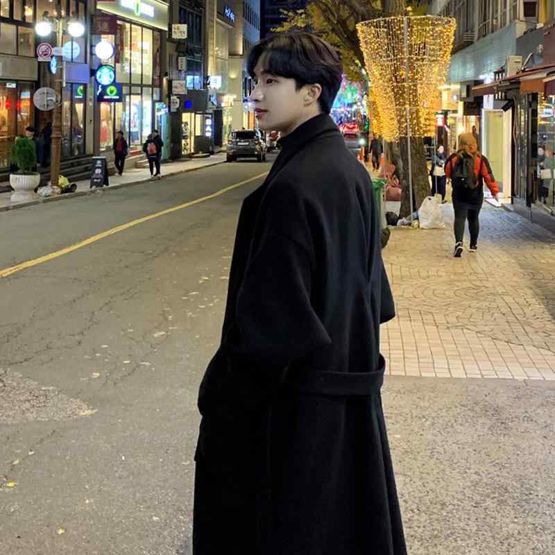 メンズ ファッション 服 男性用 シンプル かっこいい 大人 ストリート カジュアル ビジネス 通勤 韓国スタイル ウール オーバー コート ミドル丈丈 ゆったり フィット ハイエンド トレンチコート
