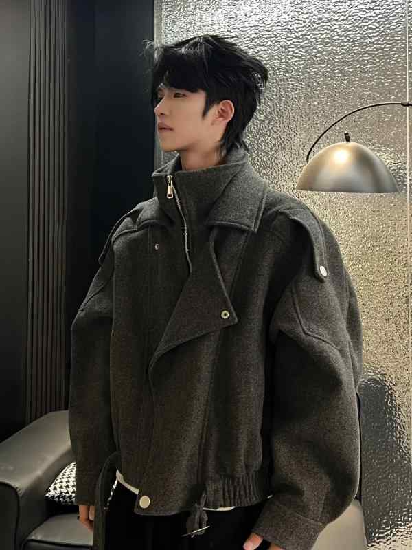 メンズ ファッション 服 男性用 シンプル かっこいい 大人 ストリート カジュアル ビジネス 通勤 ウール コート クール アメリカン