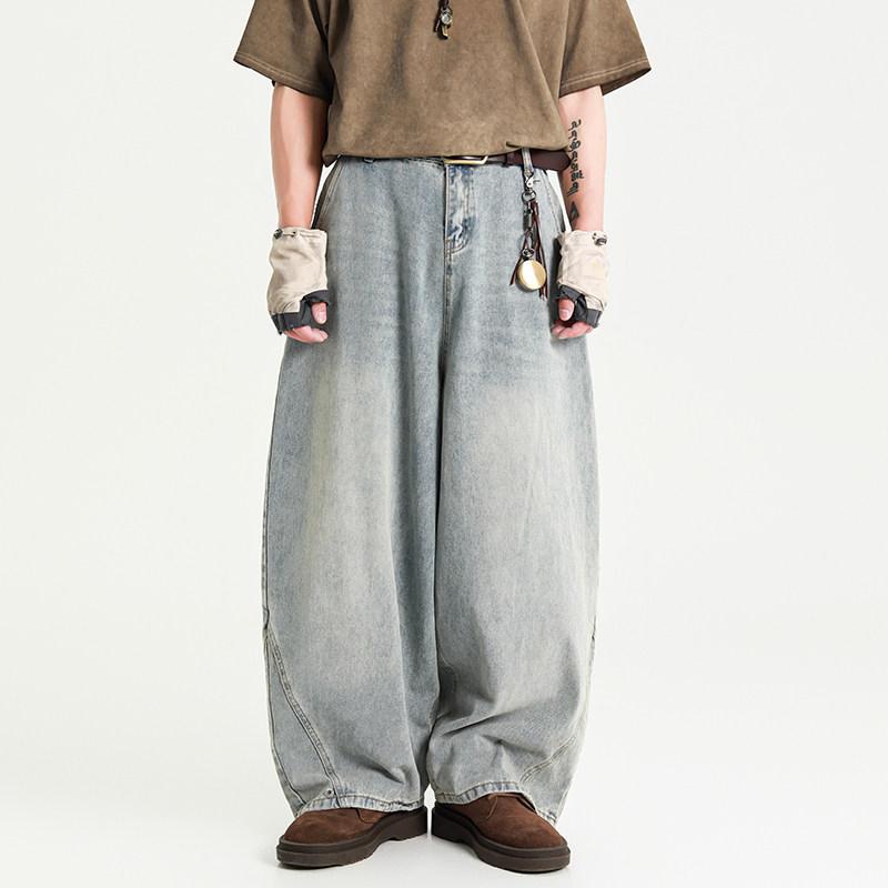 メンズ 流行り物 服 成人男性用   分かりやすい かっこいい 成年者 表どおり 心地好い 商行為 通い アメリカン 厚地の外套大きさ ワイドレッグ デニム レトロ 不都合製作 ドレープ 立ち会い場 レングス ズボン下