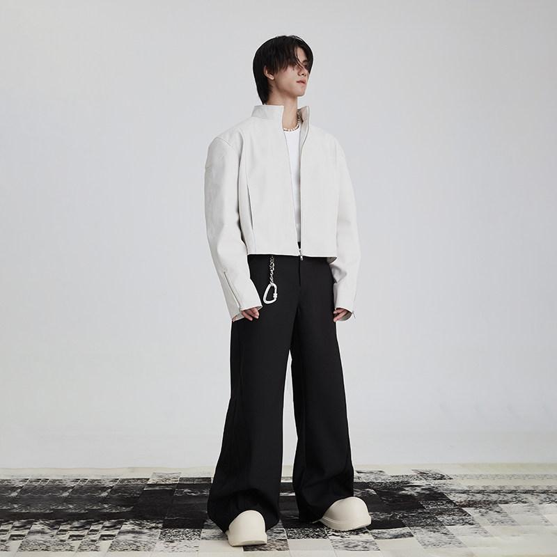 メンズ ファッション 服 男性用 シンプル かっこいい 大人 ストリート カジュアル ビジネス 通勤 スネーク PUレザー ワイド クリーン フィット マルチ パネル ジャケット ユニセックス
