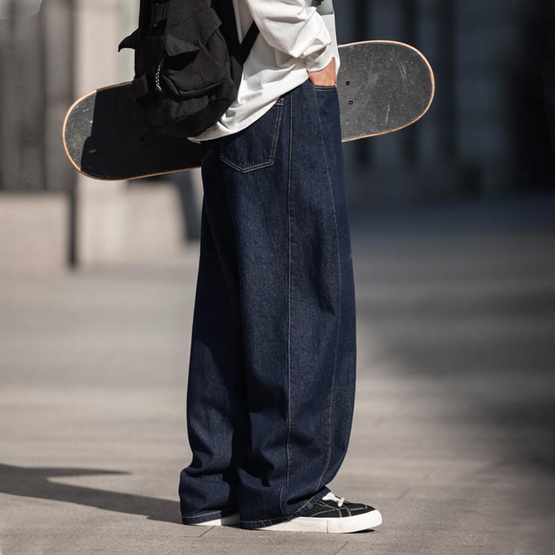 メンズ ファッション 服 男性用 シンプル かっこいい 大人 ストリート カジュアル ビジネス 通勤 ステッチ アメリカン ストレート レッグ ジーンズ ゆったり フィット デニム レトロ カジュアル パンツ