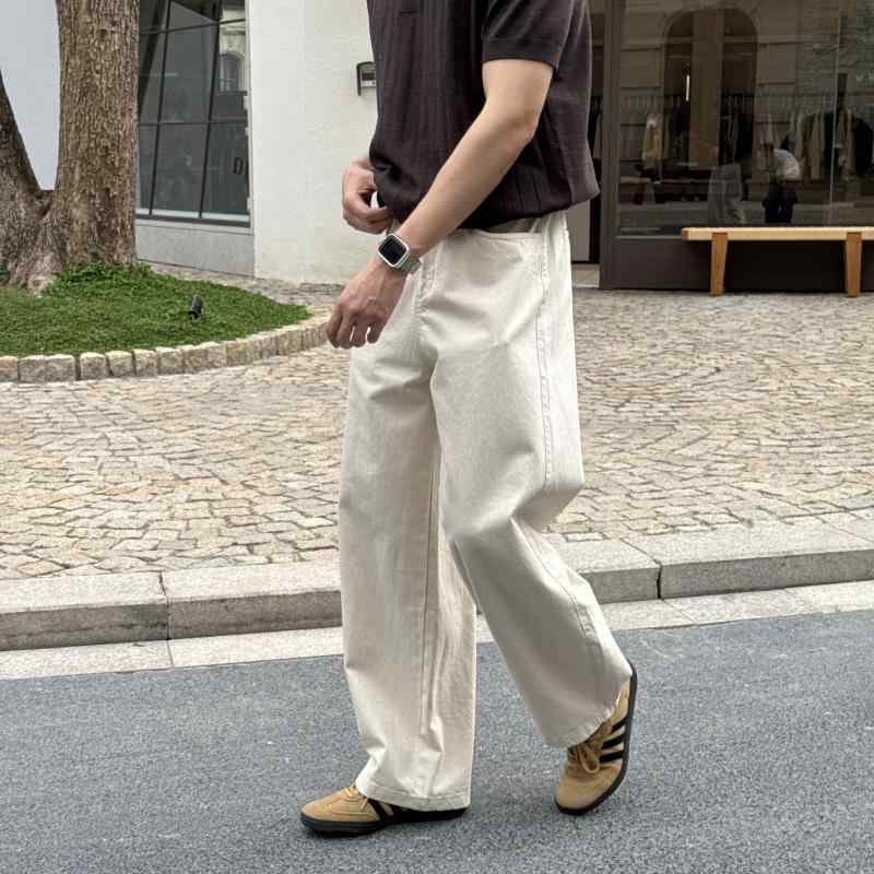 メンズ 流行り物 服 成人男性用   分かりやすい かっこいい 成年者 表どおり 心地よい 商行為 通い アメリカン レトロ ともし火 色合い 曲線状の形 金モール デニム 心地よい 分かりやすい ゆったり ロング ズボン下