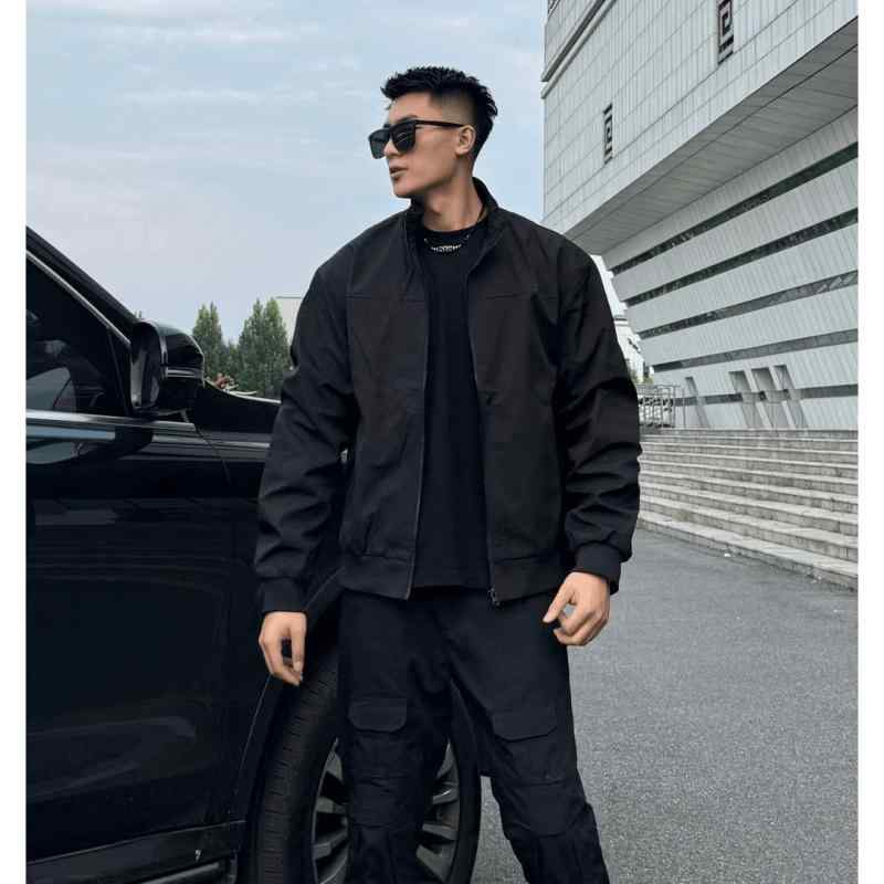 メンズ ファッション 服 男性用 シンプル かっこいい 大人 ストリート カジュアル ビジネス 通勤 アメリカン スタンドカラー ジャケット 無地 レトロ ワイド ショルダー カジュアル 7,462円