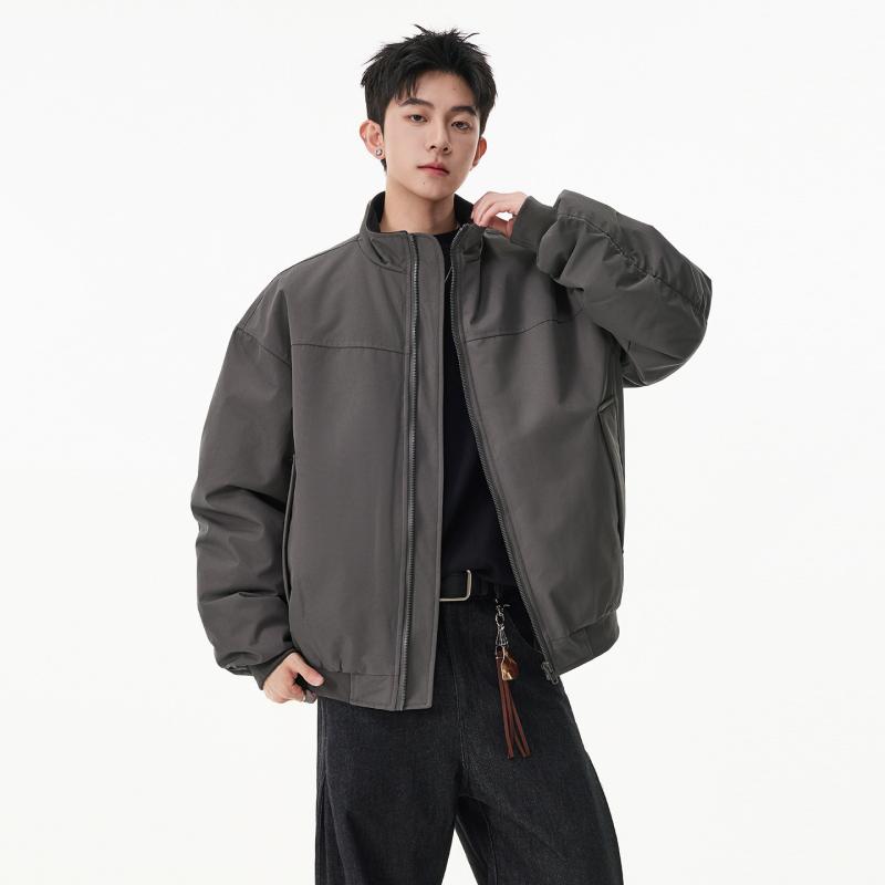 メンズ ファッション 服 男性用 シンプル かっこいい 大人 ストリート カジュアル ビジネス 通勤 アメリカン コットン 裏地 フライト ジャケット スタンドカラー ゆったり フィット カジュアル ワークウェア パッド