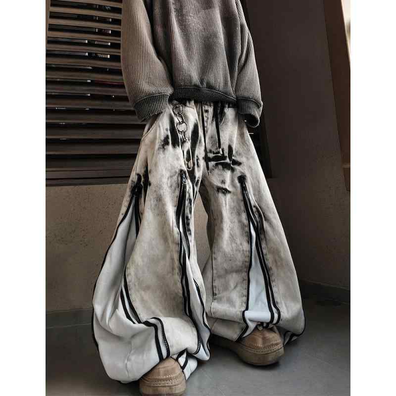 メンズ ファッション 服 男性用 シンプル かっこいい 大人 ストリート カジュアル ビジネス 通勤 アメリカン リラックス ヴィンテージ カジュアル フロア レングス ズボン ヒップホップ ワイドレッグ ストレート ジーンズ