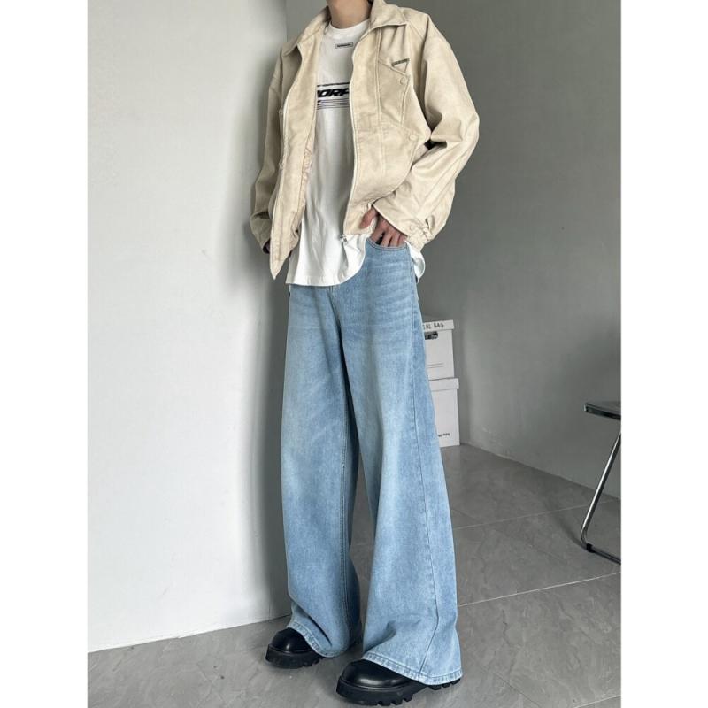 メンズ 流行り物 服 成人男性用   分かりやすい かっこいい 成年者 表どおり 心地好い 商行為 通い アメリカン レトロ ワイドレッグ 立ち会い場 レングス デニム 今めかしい 表どおり ゆったり 引っ切り無い ズボン下